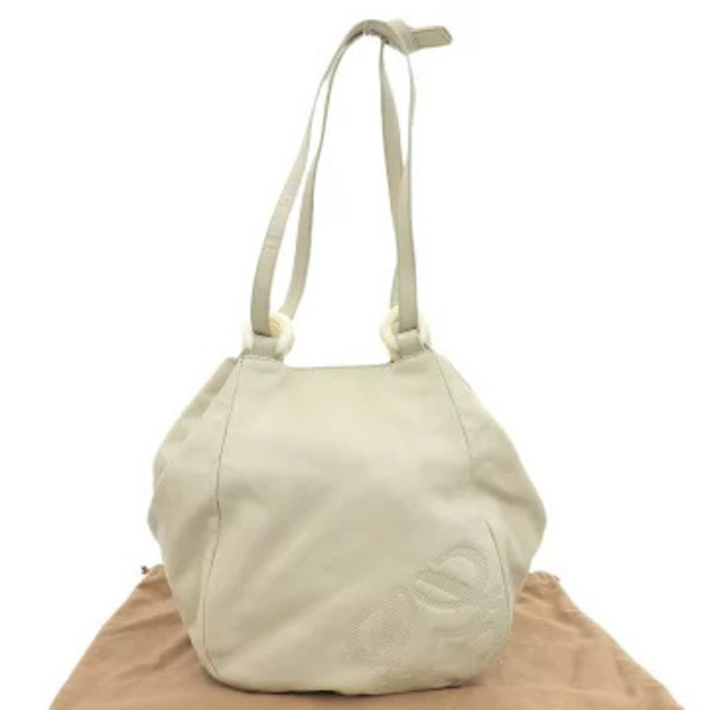 LOEWE Anagram Nappa Aire Shoulder Bag Lambskin Ivory White